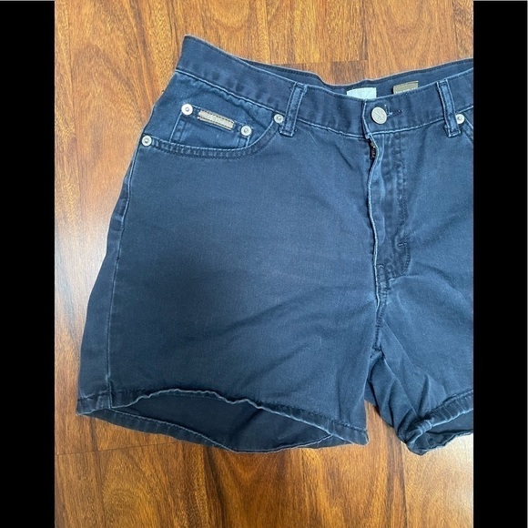 CALVIN Klein Khakis Womens Shorts Sz 9/10 Juniors Flat Front Blue Denim Short - Picture 4 of 9